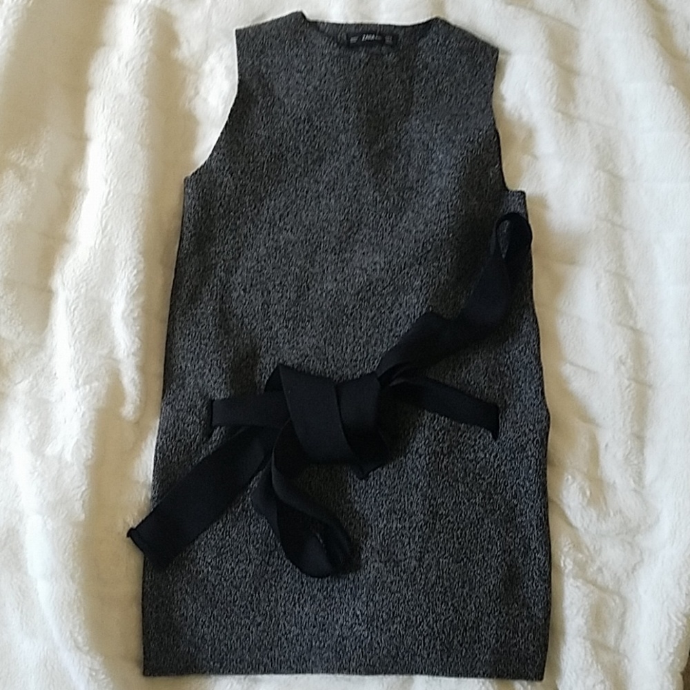 Zara Gray Tank Top with Black Tie
